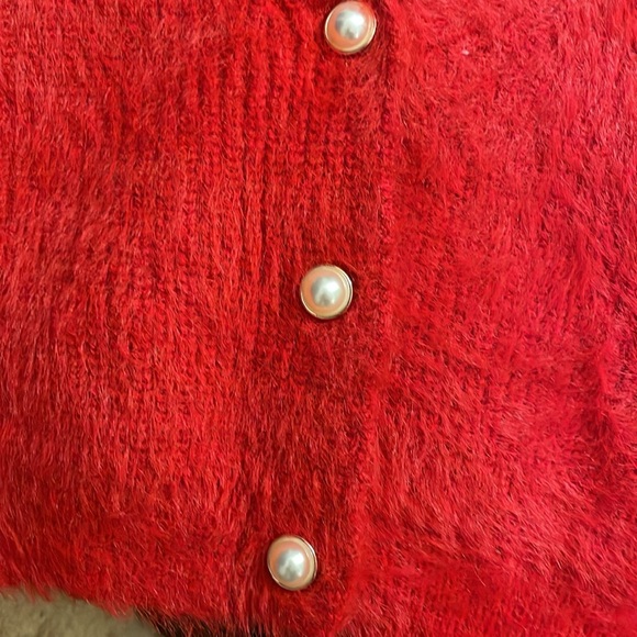 Womens Cropped Fuzzy Cardigan - Picture 6 of 6